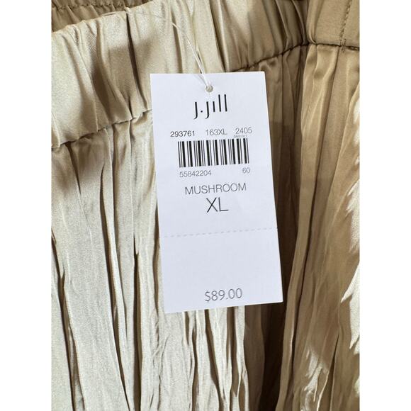 J. Jill Womens Size XL Mushroom Crinkle Wide Leg Pants Trousers Satin NWT $89 - Picture 5 of 9